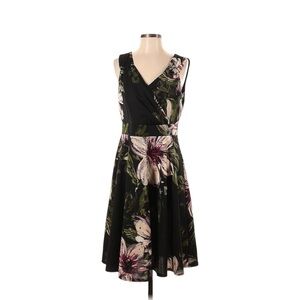 Grace Kim Sleeveless Black Floral V-Neck Dress Size 1